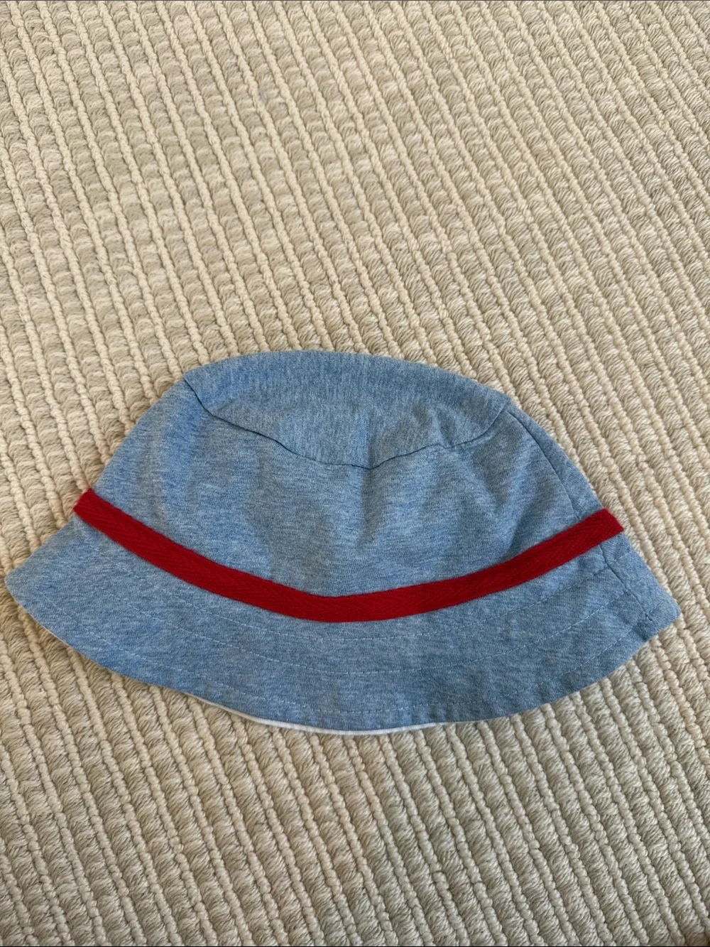 Kids Blue Bucket Hat with Red Stripe